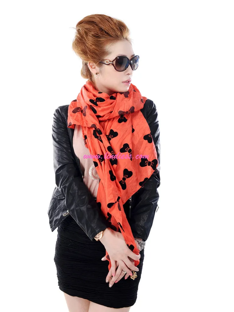 SILK BOWS SCARF - RED