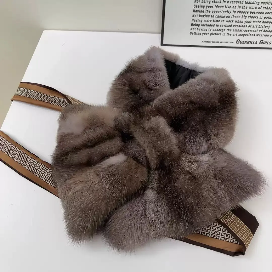 Spot large sable scarf whole leather series women's winter warm fur neck scarf beautiful atmosphere