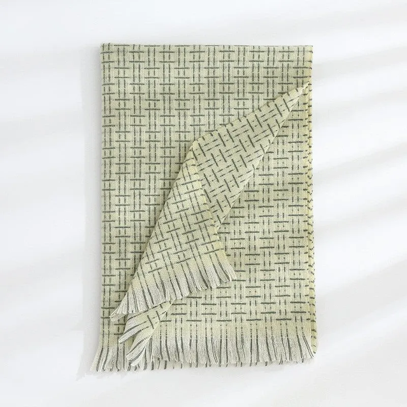 Striped Plaid Print Imitated Cashmere Shawl Scarf