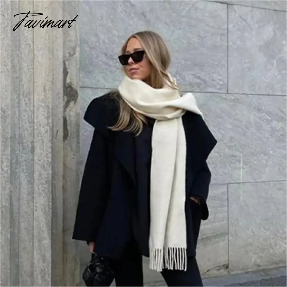 Tavimart Winter Women Cashmere Scarves Solid Color Lady Thicken Warm Pashmina Shawl Tassel Scarves Versatile Fashion Female Long Scarves