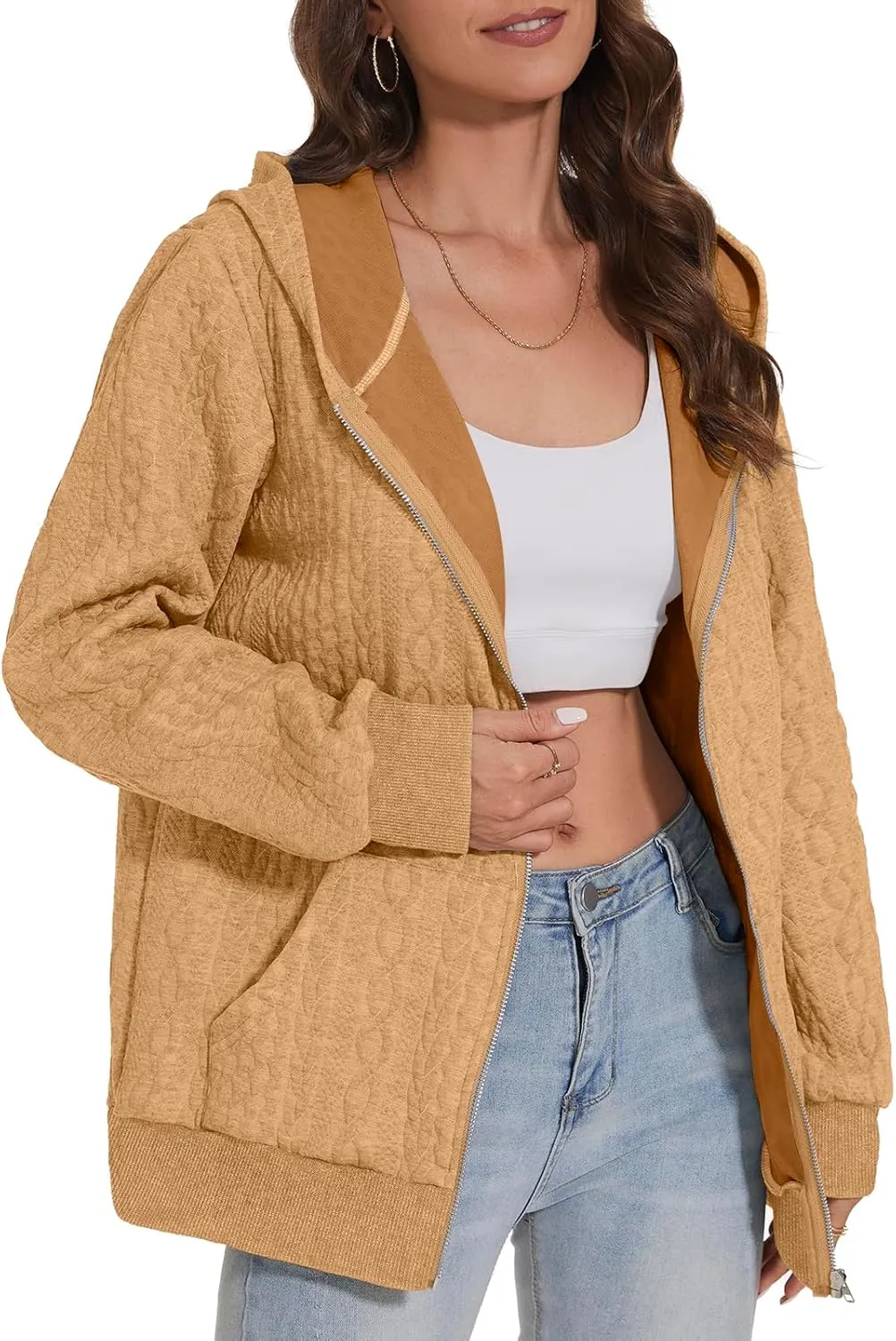TBA Zip Up Cardigan Sweatshirts for Women Long Sleeve Lightweight Hoodie Oversized Casual Hoodies Sweater Fashion Jackets
