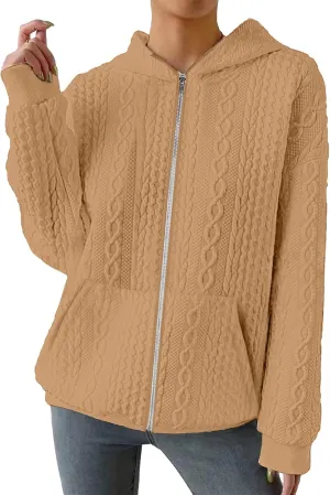 TBA Zip Up Cardigan Sweatshirts for Women Long Sleeve Lightweight Hoodie Oversized Casual Hoodies Sweater Fashion Jackets