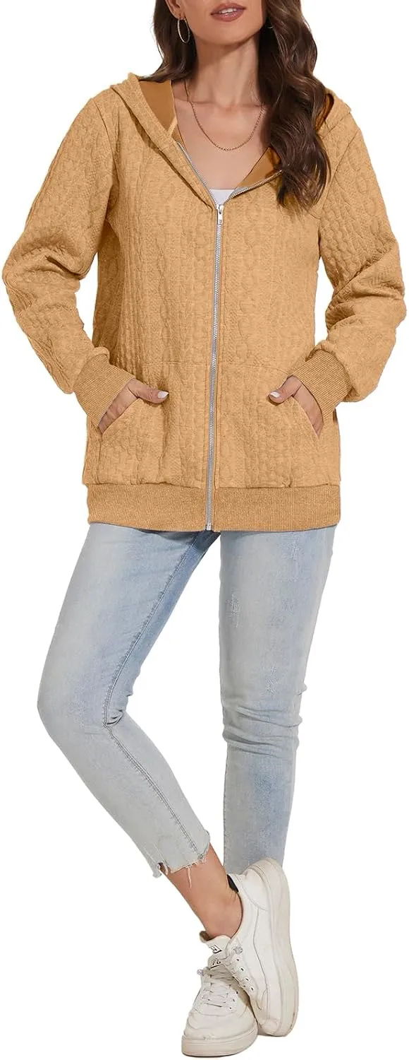 TBA Zip Up Cardigan Sweatshirts for Women Long Sleeve Lightweight Hoodie Oversized Casual Hoodies Sweater Fashion Jackets