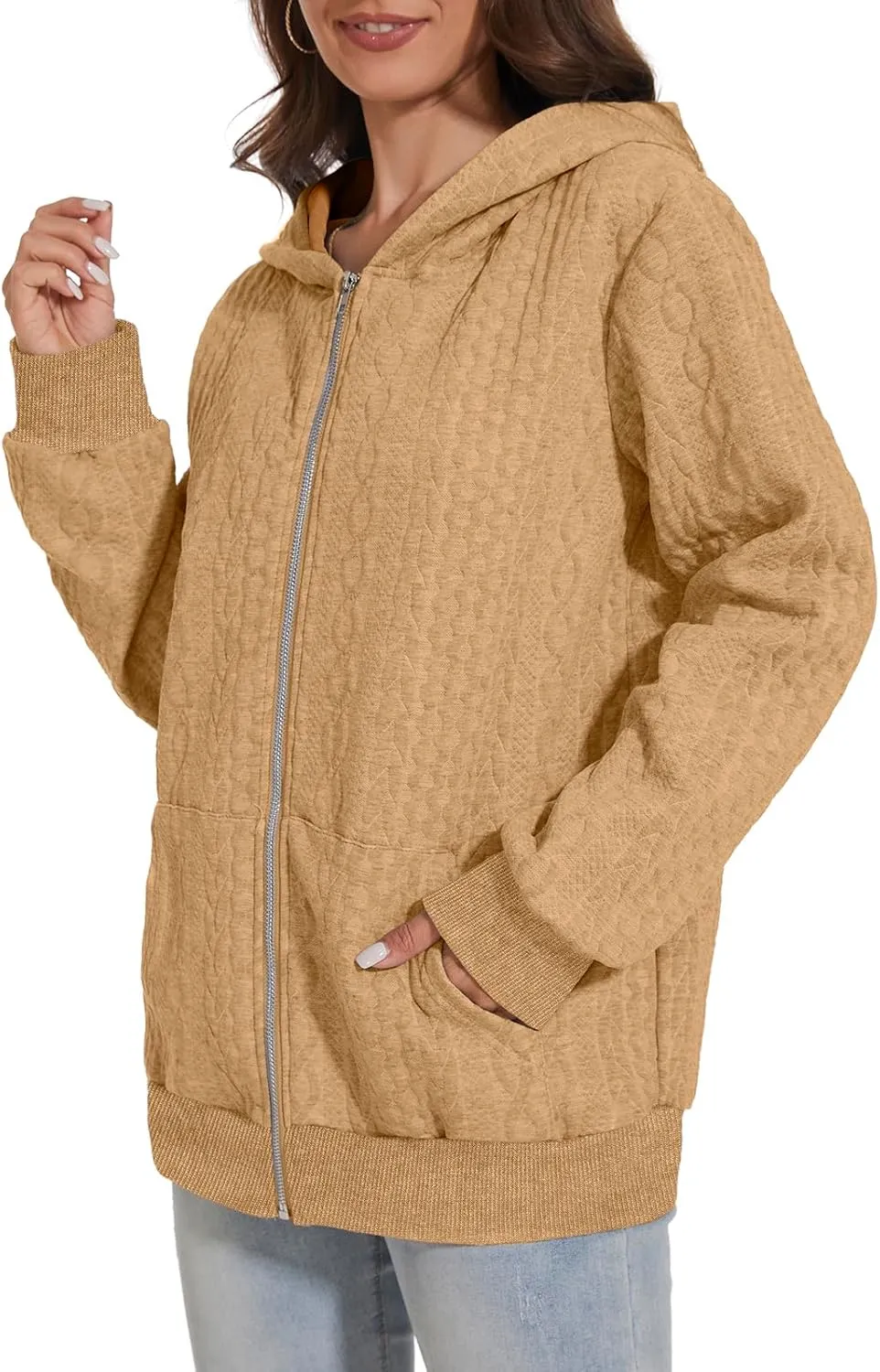 TBA Zip Up Cardigan Sweatshirts for Women Long Sleeve Lightweight Hoodie Oversized Casual Hoodies Sweater Fashion Jackets