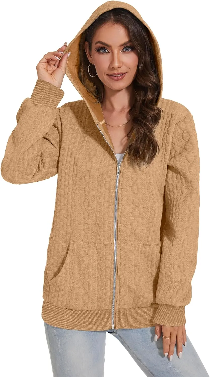 TBA Zip Up Cardigan Sweatshirts for Women Long Sleeve Lightweight Hoodie Oversized Casual Hoodies Sweater Fashion Jackets