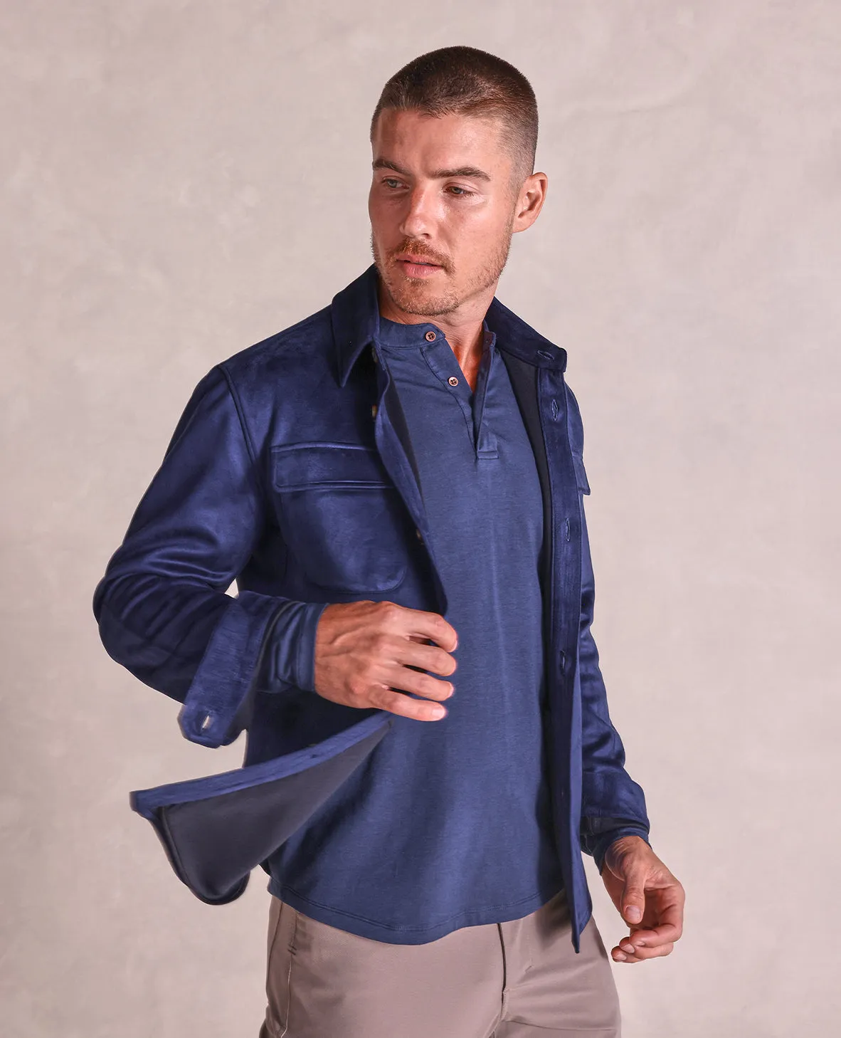 The Drummond - Microsuede Chore Jacket - Navy