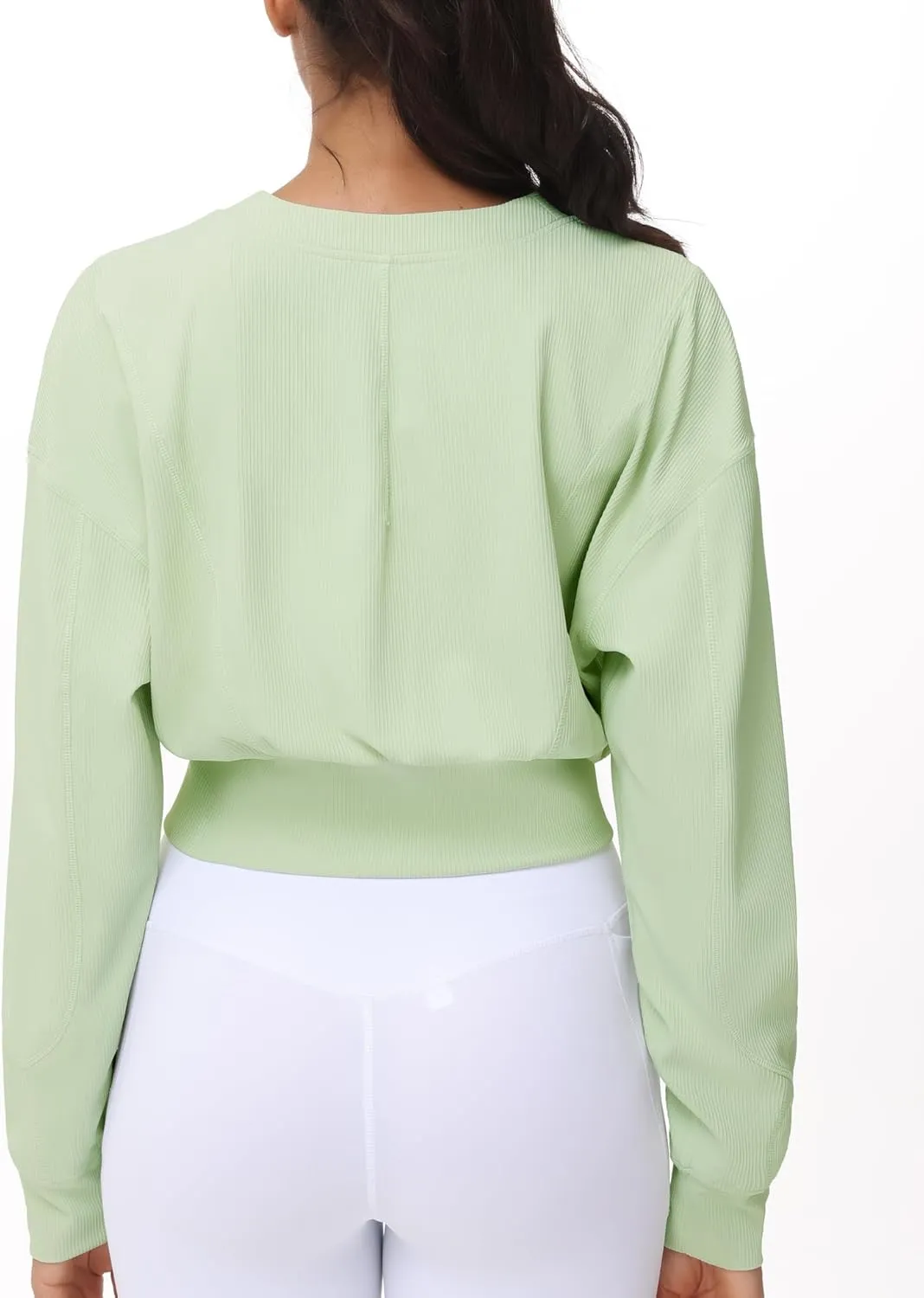 THE GYM PEOPLE Women's Cropped Jackets Full Zip Long Sleeve Ribbed Workout Sweatshirts Lightweight Casual Tops