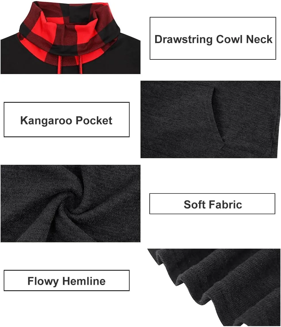 TIYOMI Plus Size Hoodies for Women Color Block Tops Drawstring Hooded Tunic Blouses Pullover T Shirts