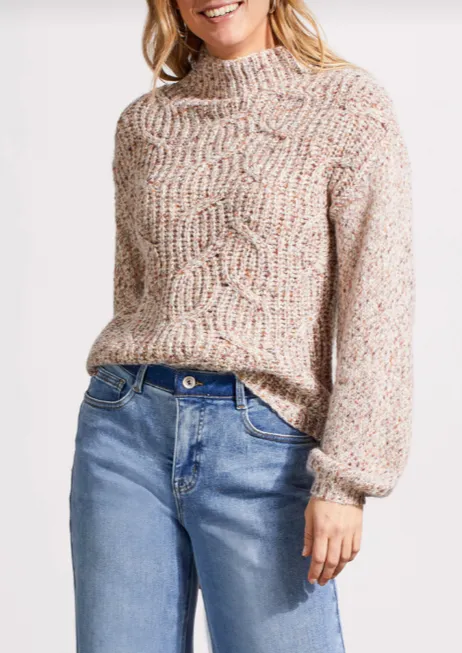 Tribal Oversize Funnel Neck Sweater-50% OFF
