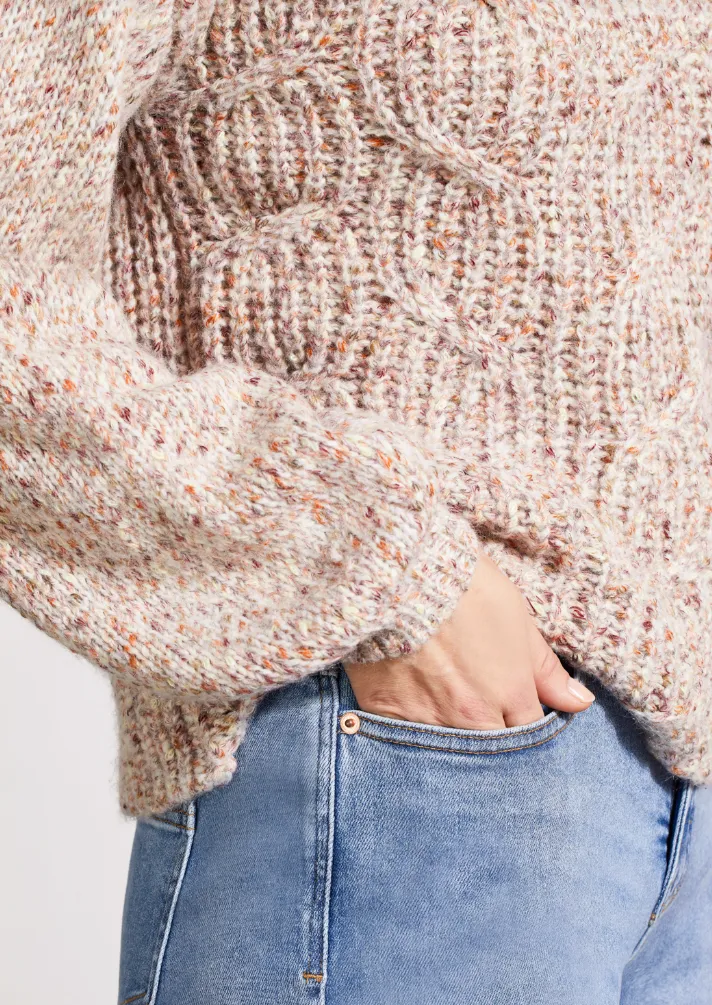 Tribal Oversize Funnel Neck Sweater-50% OFF
