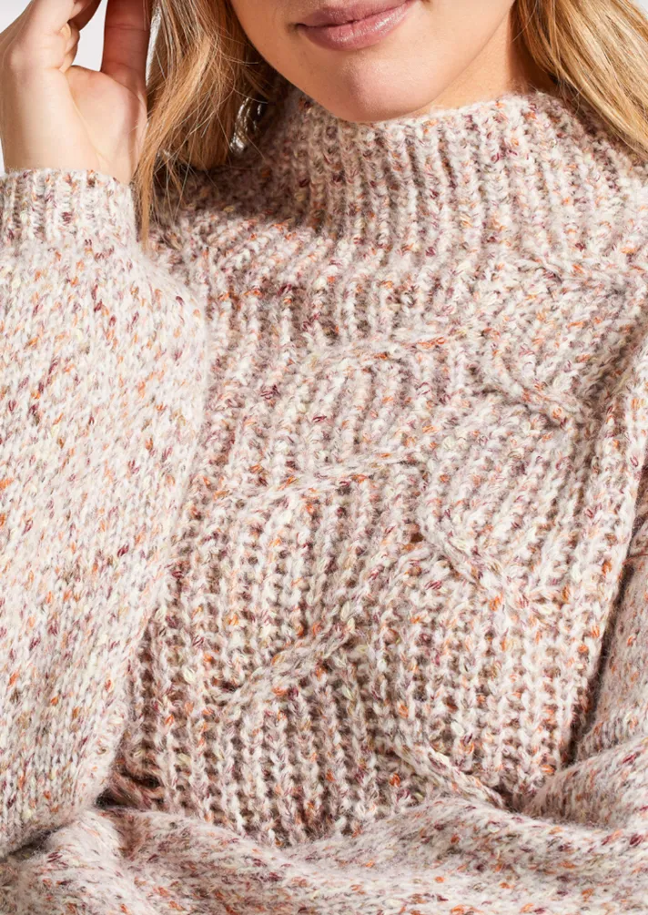 Tribal Oversize Funnel Neck Sweater-50% OFF