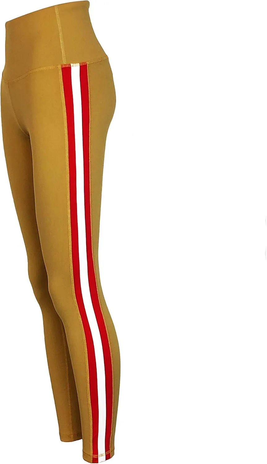 Triple Threat Striped Yoga Pant Full Length Leggings Gold