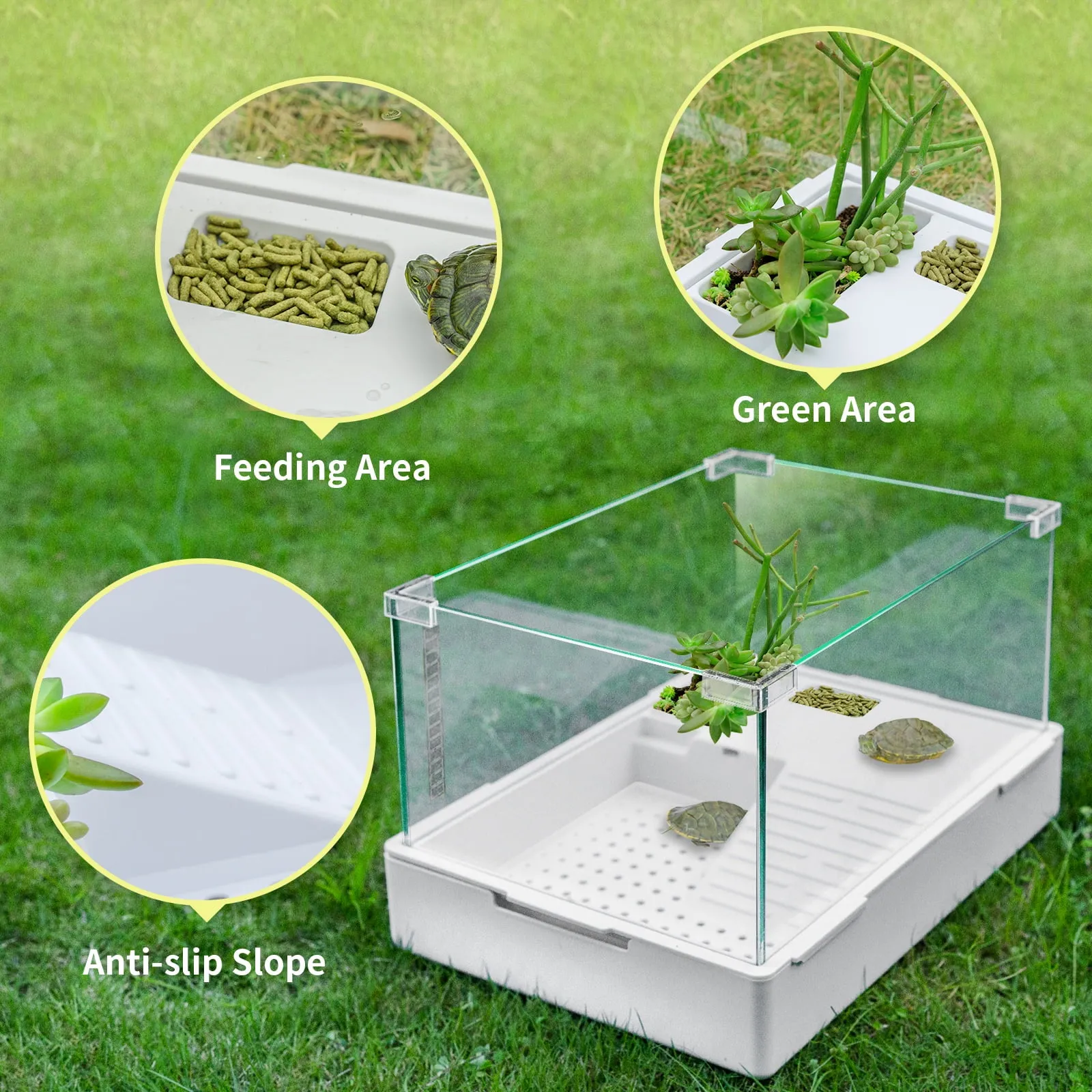 Turtle Tank with Adjustable Water Pump Filter,  Aquarium Habitat