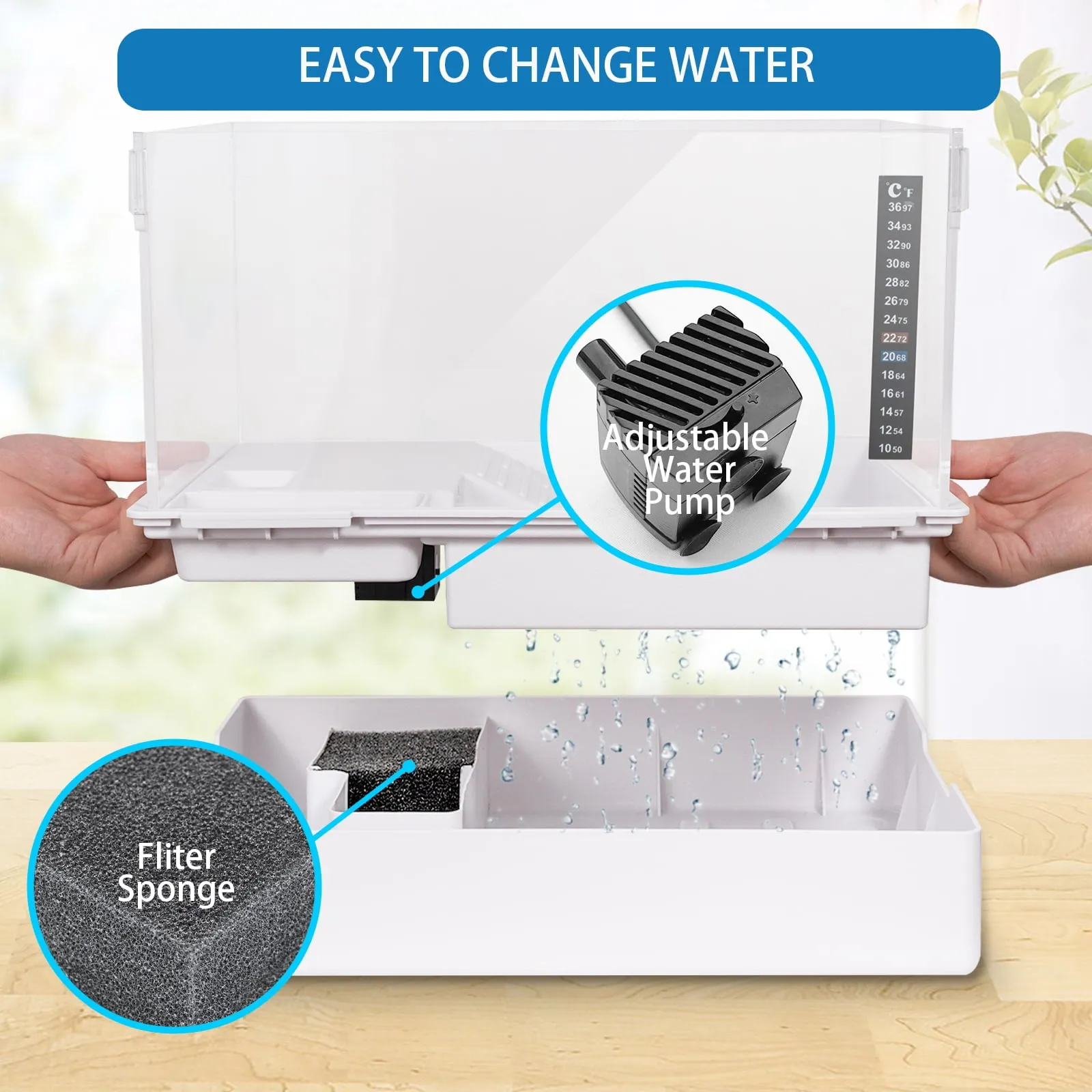 Turtle Tank with Adjustable Water Pump Filter,  Aquarium Habitat