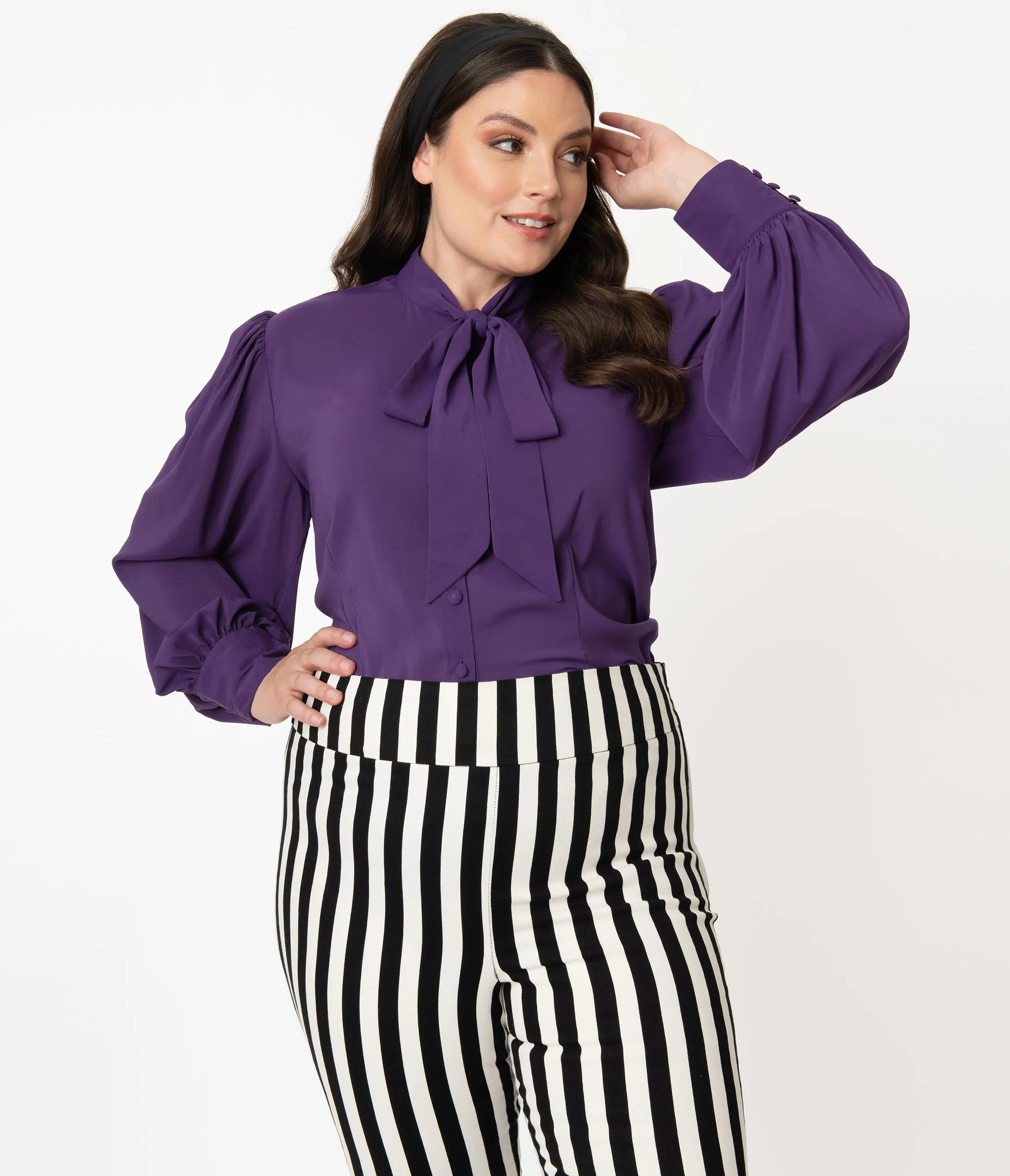 Unique Vintage Plus Size Dark Purple Gwen Blouse