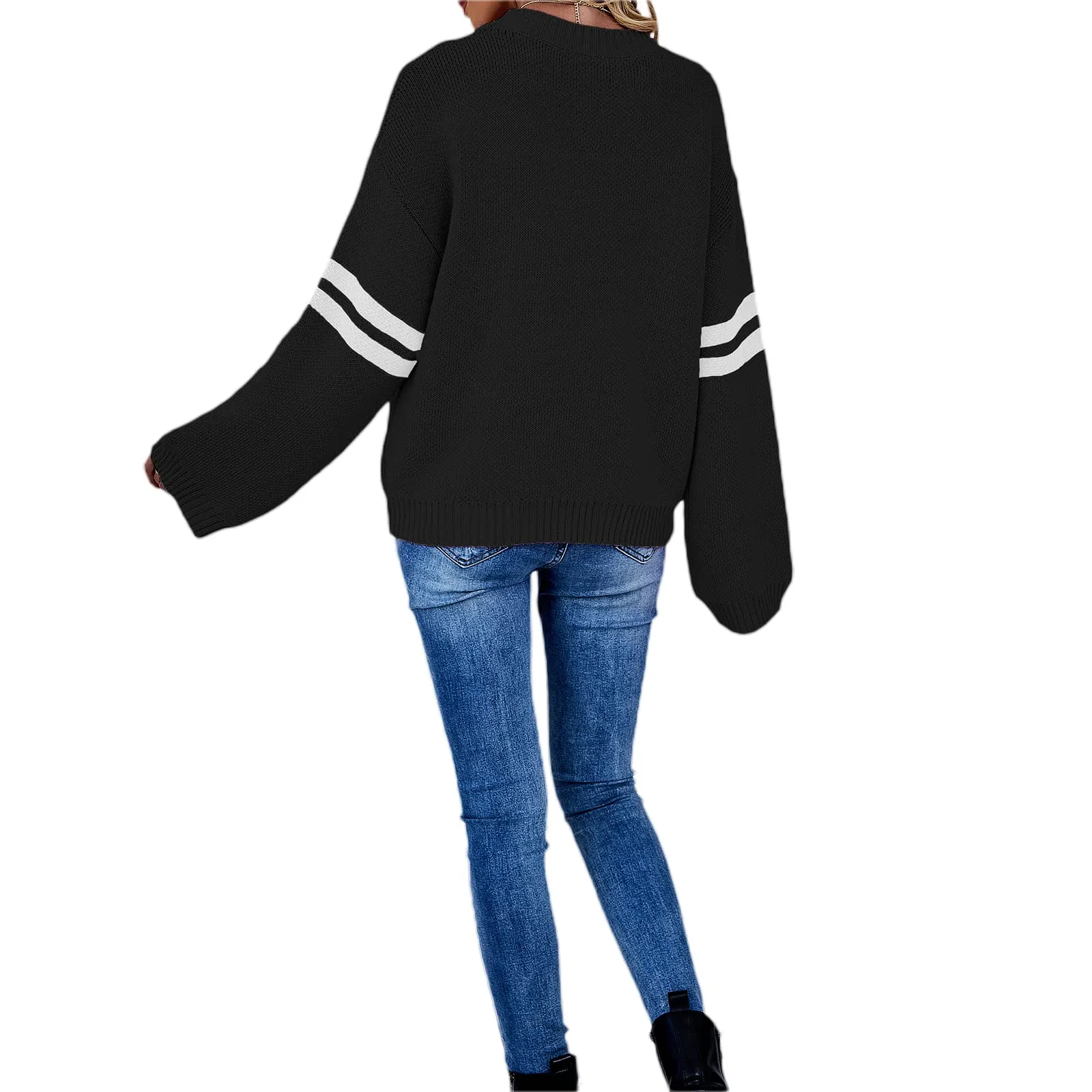 Valentines Heart  Long Sleeve Crew Neck Chunky Knitted Pullover Ribbed Sweater