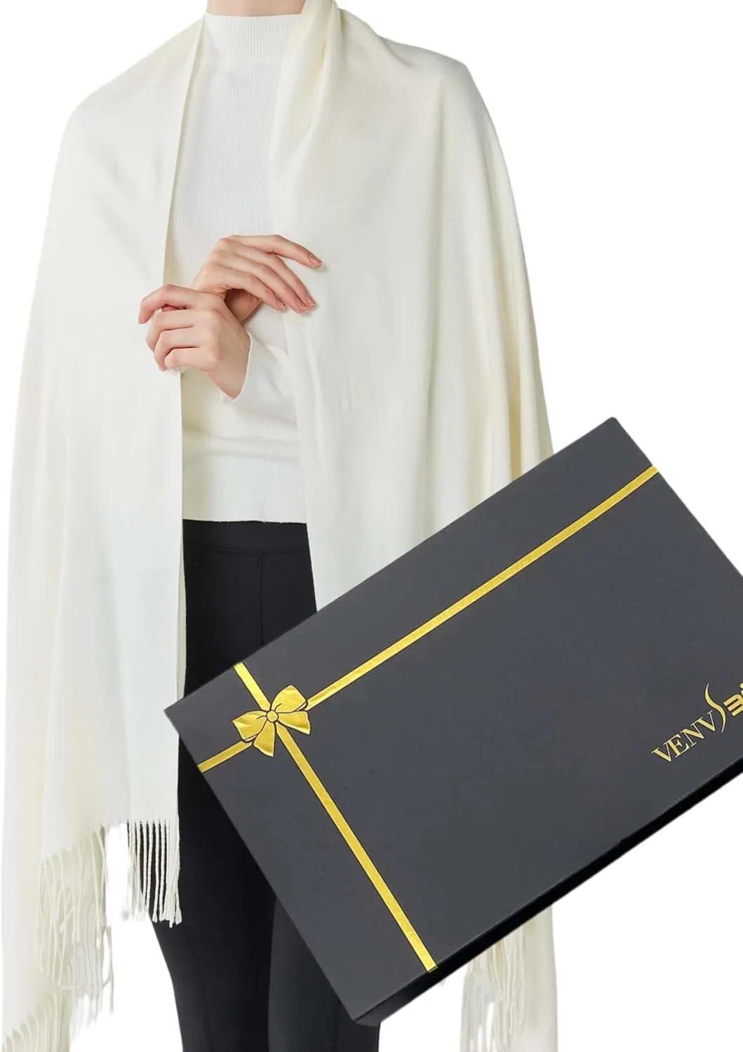 VENVSBEE Pashmina Shawls and Wraps For Evening Dress Soft Warm Scarf for Women Shawl Wrap For Wedding with Gift Box