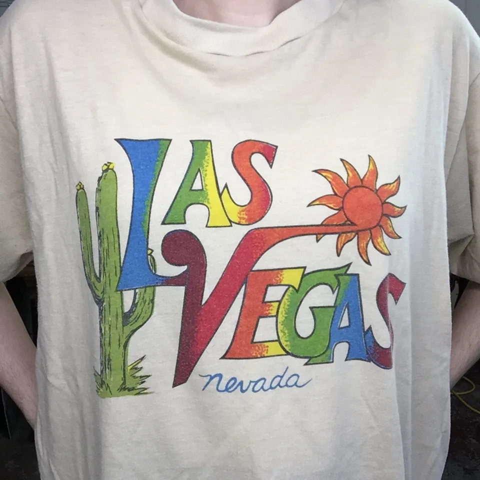 Vintage 70s | Las Vegas Souvenir Novelty Single Stitch T Shirt | XL
