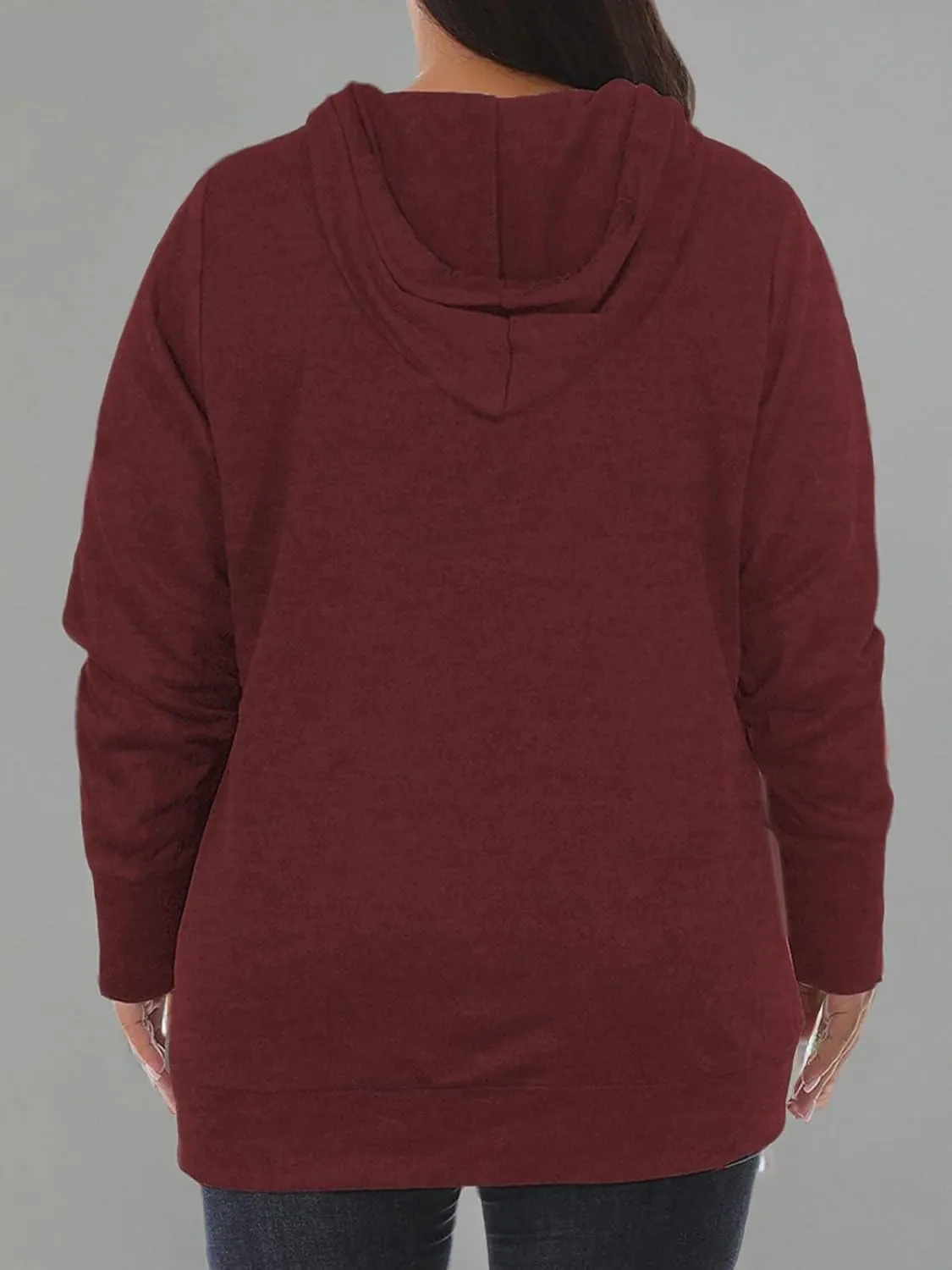 VISLILY Womens Plus-Size Hoodies V Neck Pullover Sweatshirts with Pocket