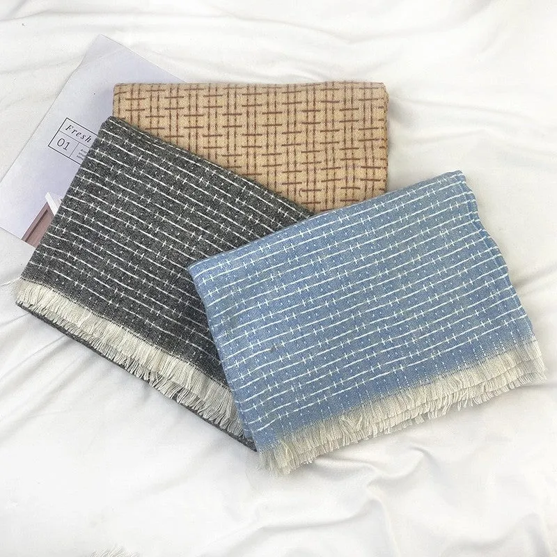 Warm Thickened Tassled Imitated Cashmere Shawl Scarf