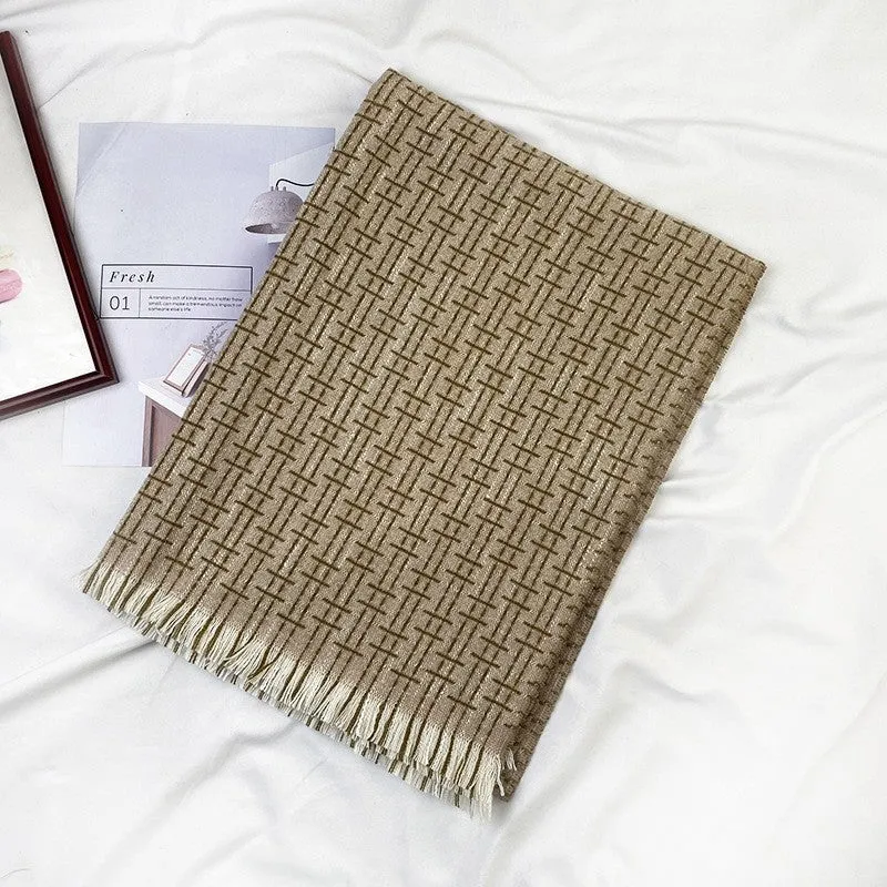 Warm Thickened Tassled Imitated Cashmere Shawl Scarf