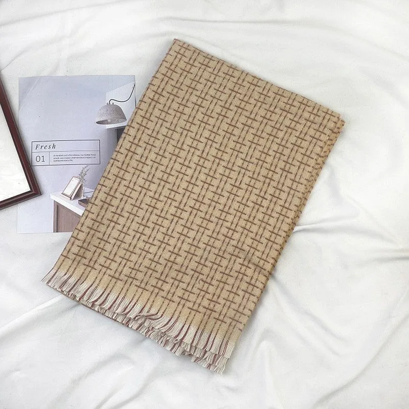 Warm Thickened Tassled Imitated Cashmere Shawl Scarf
