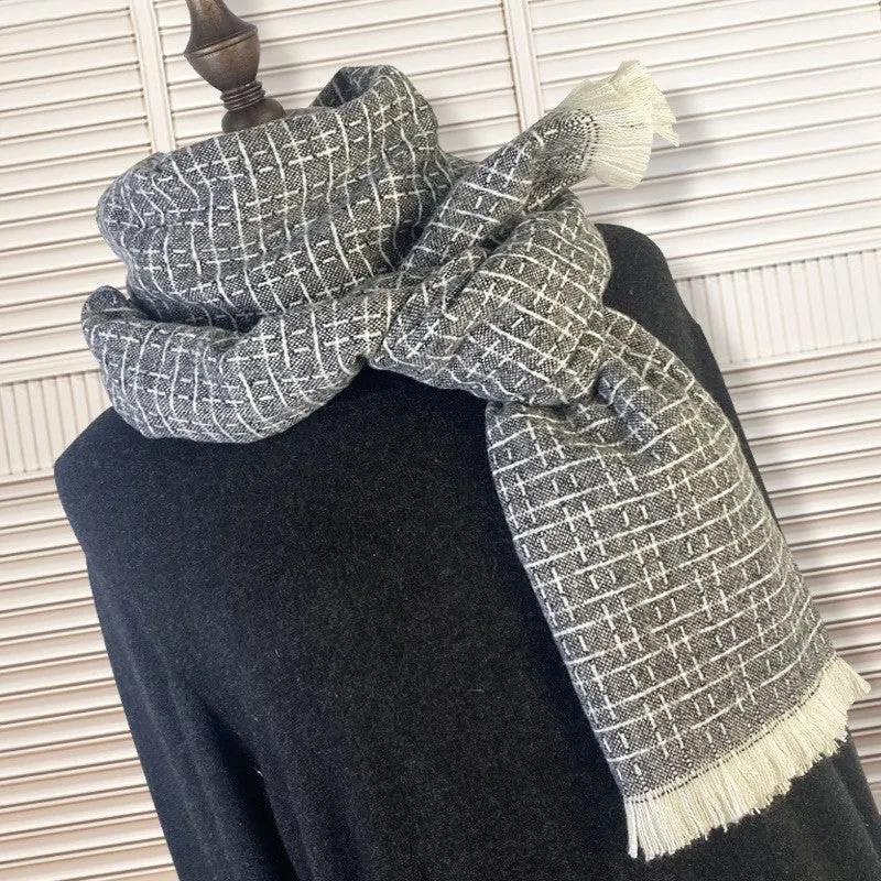 Warm Thickened Tassled Imitated Cashmere Shawl Scarf