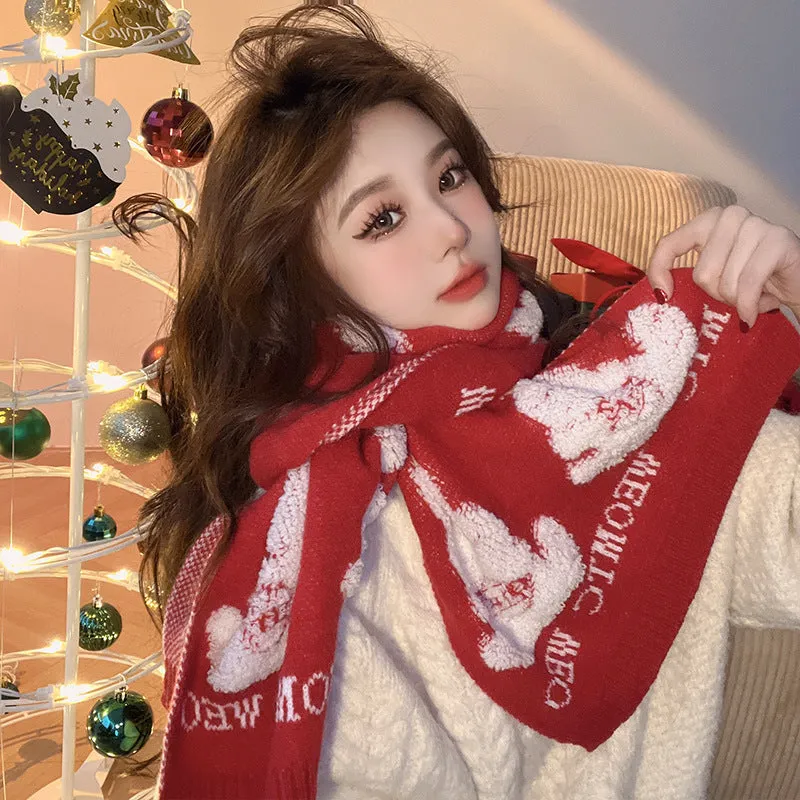 Wholesale Christmas Red Warm Scarves