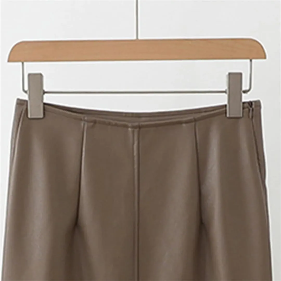 Women Faux Leather PU Midi Skirts Clubwear Party Lady High Bodycon Wrap HIPS Bottom Waist Skirts