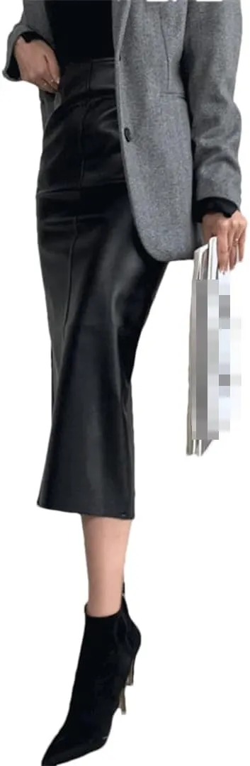 Women Faux Leather PU Midi Skirts Clubwear Party Lady High Bodycon Wrap HIPS Bottom Waist Skirts