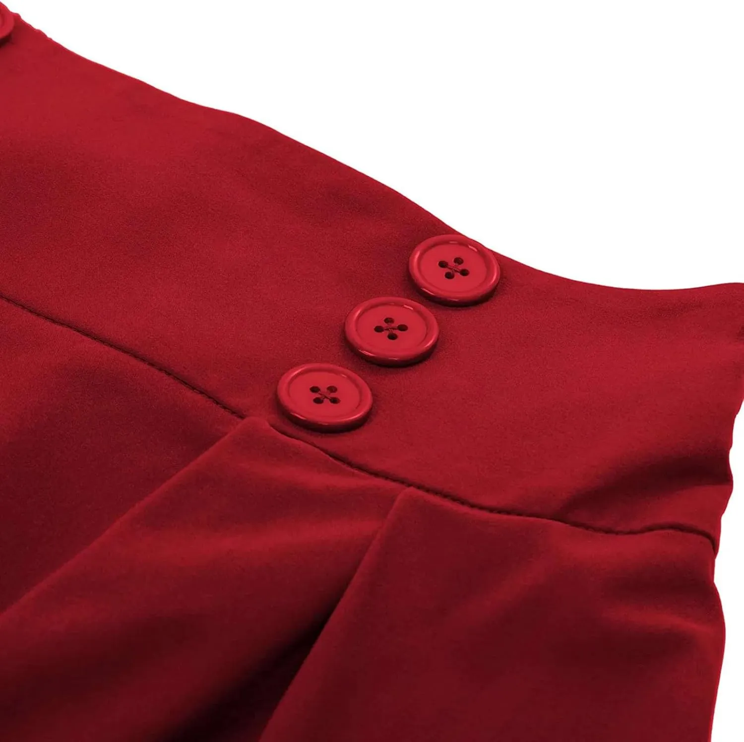 Women Large Swing Bottoms Knit Midi Length Skirt with Button High Waist Fashion Pleated Skirt