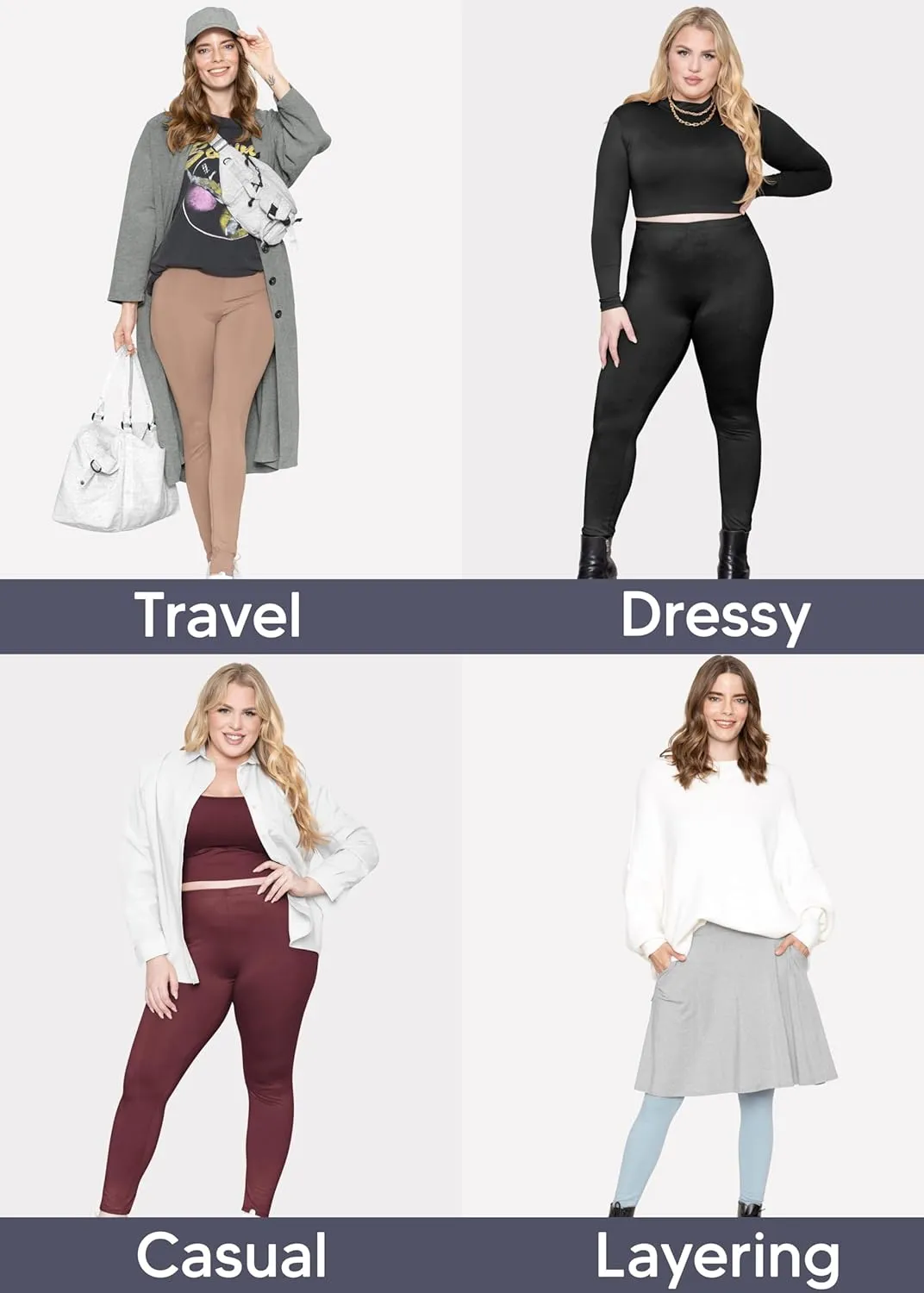 Women's and Plus Size Knee-Length and Ankle Length Leggings