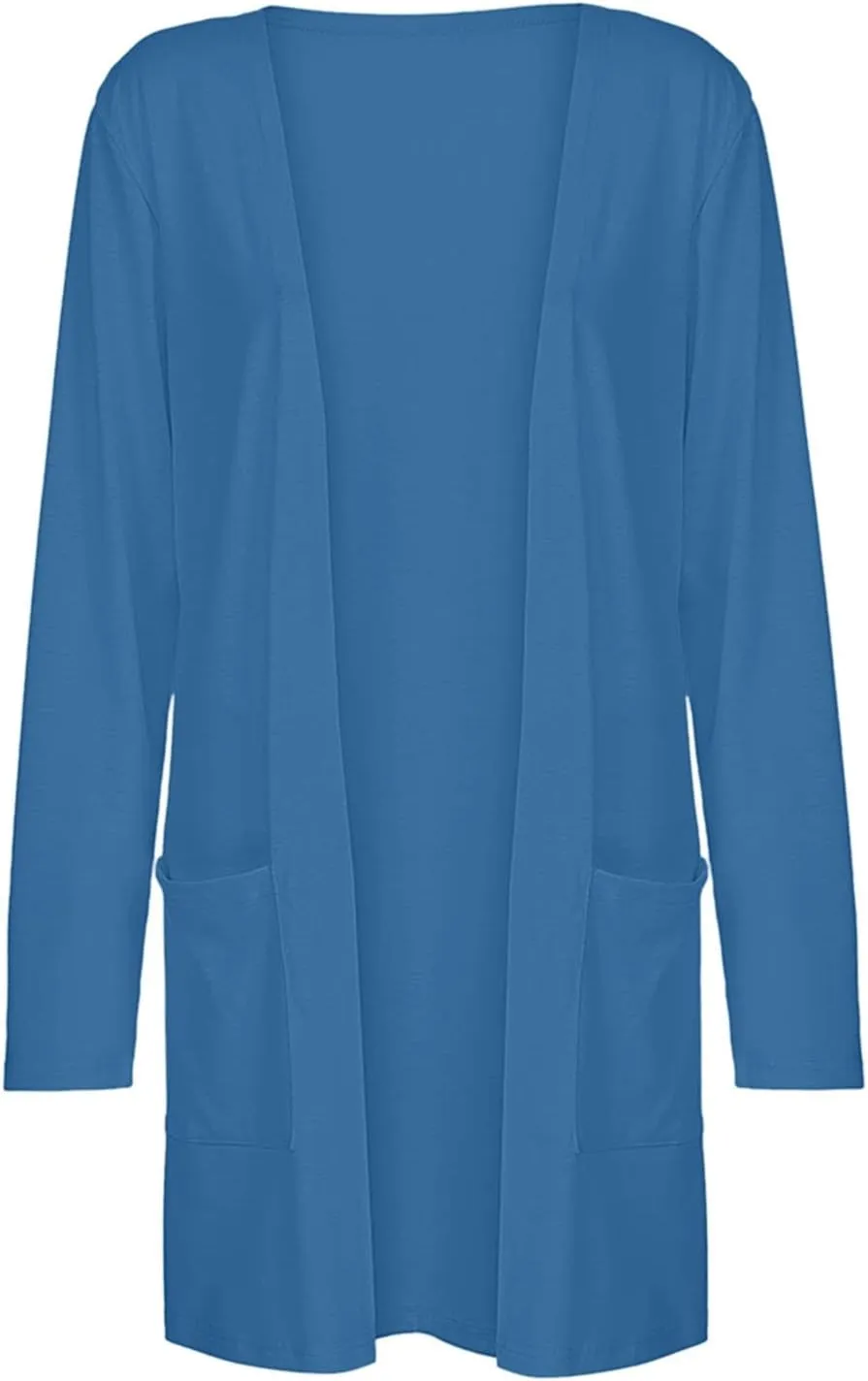 Womens Casual Lightweight Long Sleeve Cardigan Soft Drape Open Front Fall Dusters Sweaters Outwear Coat with Pockets