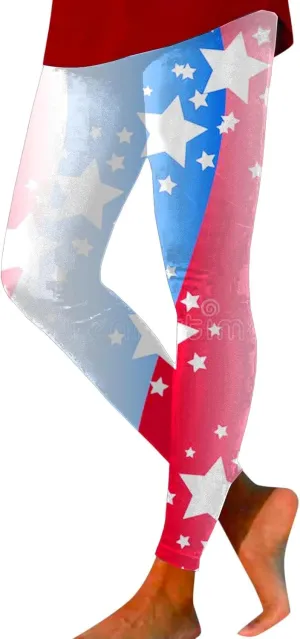 Women's High Waist American Flag Leggings Comfy USA Stripes Patriotic Tights Slimming Gym Sport Yoga Pants