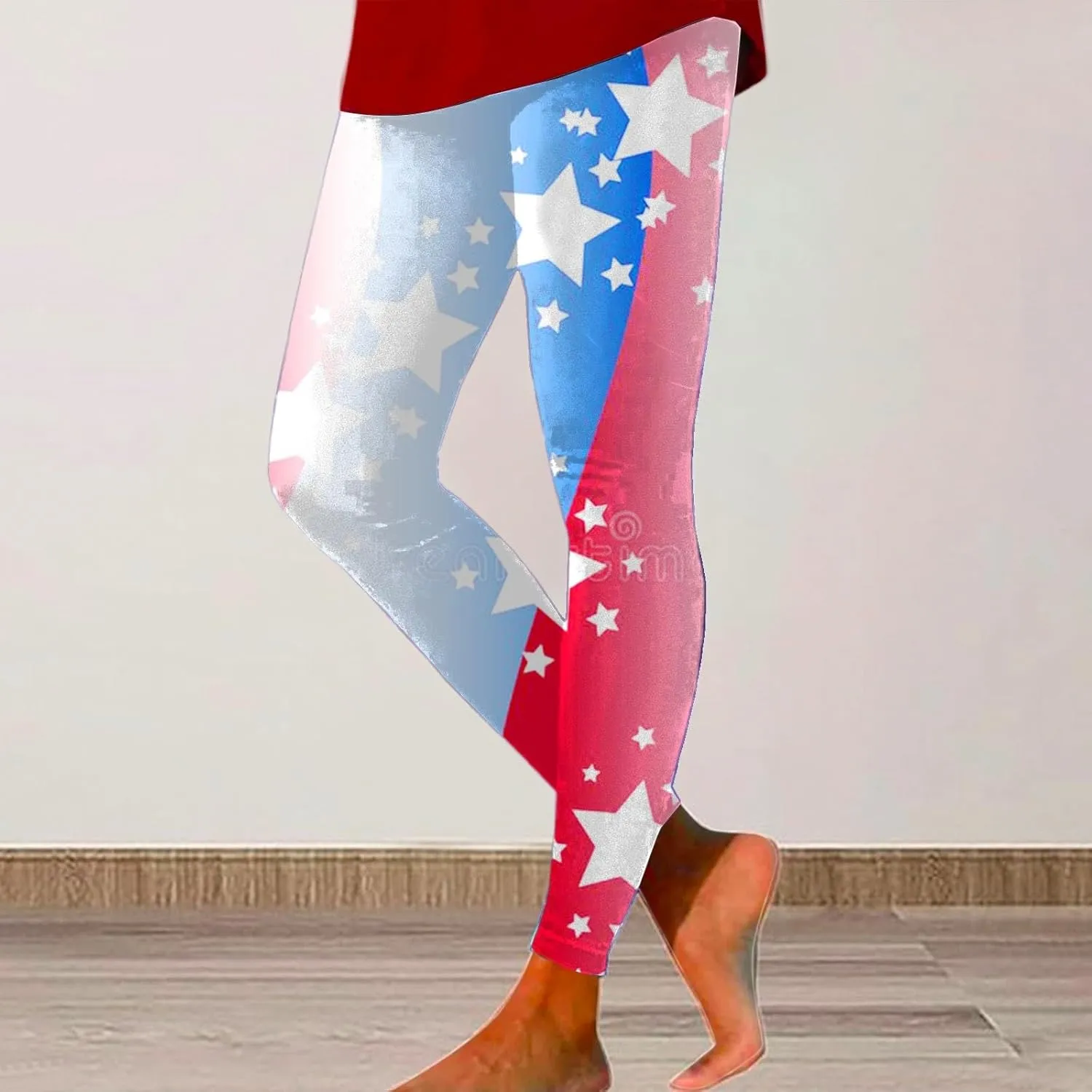 Women's High Waist American Flag Leggings Comfy USA Stripes Patriotic Tights Slimming Gym Sport Yoga Pants