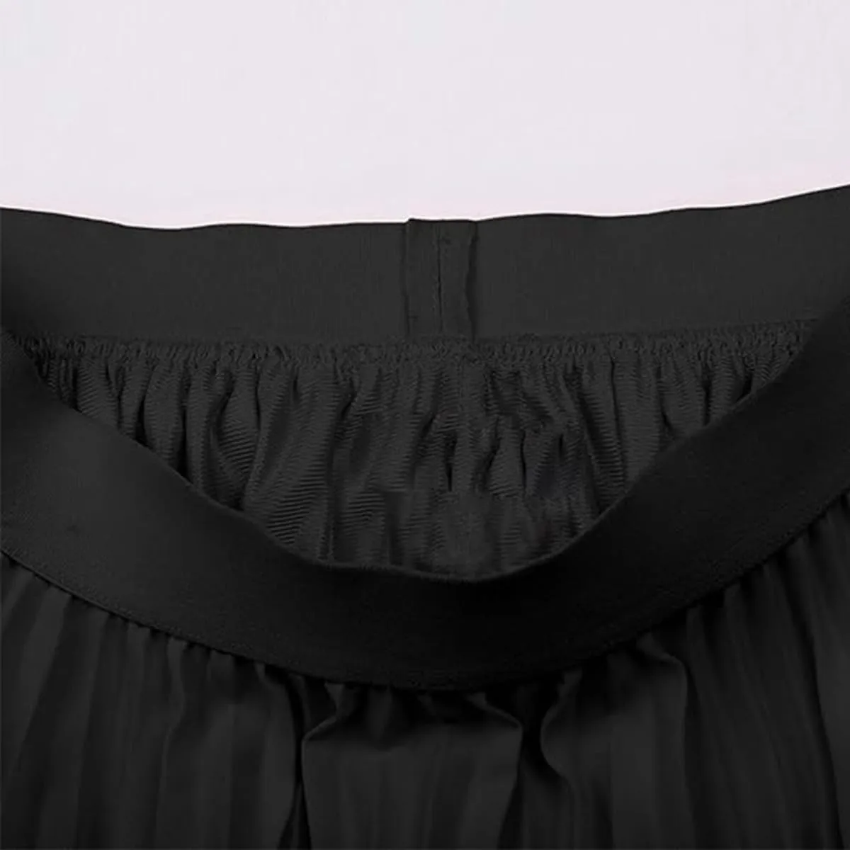 Womens Midi Pleated Chiffon Skirts Casual Elastic High Waist Flowy Swing Knee Length A Line Skirt