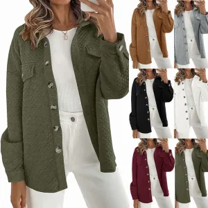 Women's Solid Color Diamond Pocket Lightweight Casual Jacket Coat