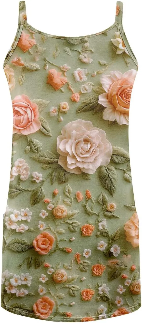 Womens Summer Dresses 2025 Loose Sleeveless Sundresses Beach Swimsuit with Pockets