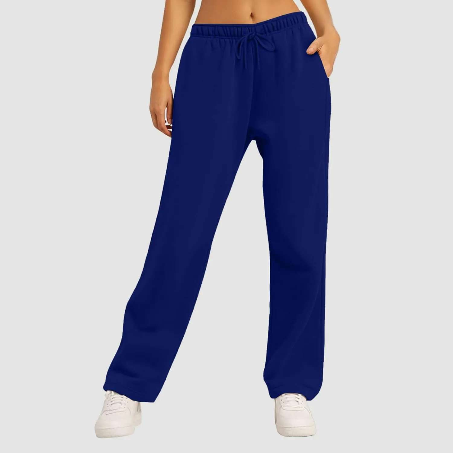 Women's Wide Leg Sweatpants Cozy Fleece Casual Jogger Pants Straight Leg Baggy Elastic High Waisted Yoga Pants
