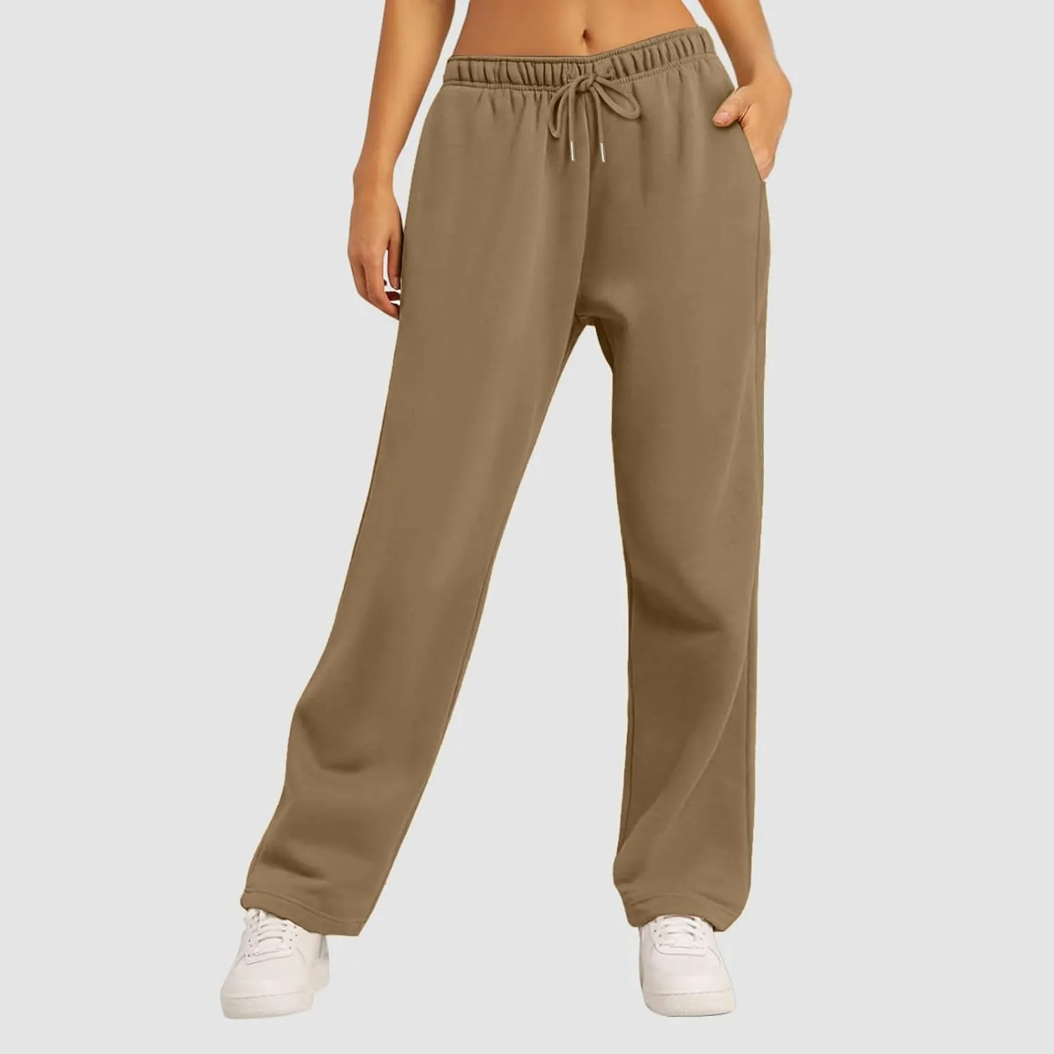 Women's Wide Leg Sweatpants Cozy Fleece Casual Jogger Pants Straight Leg Baggy Elastic High Waisted Yoga Pants