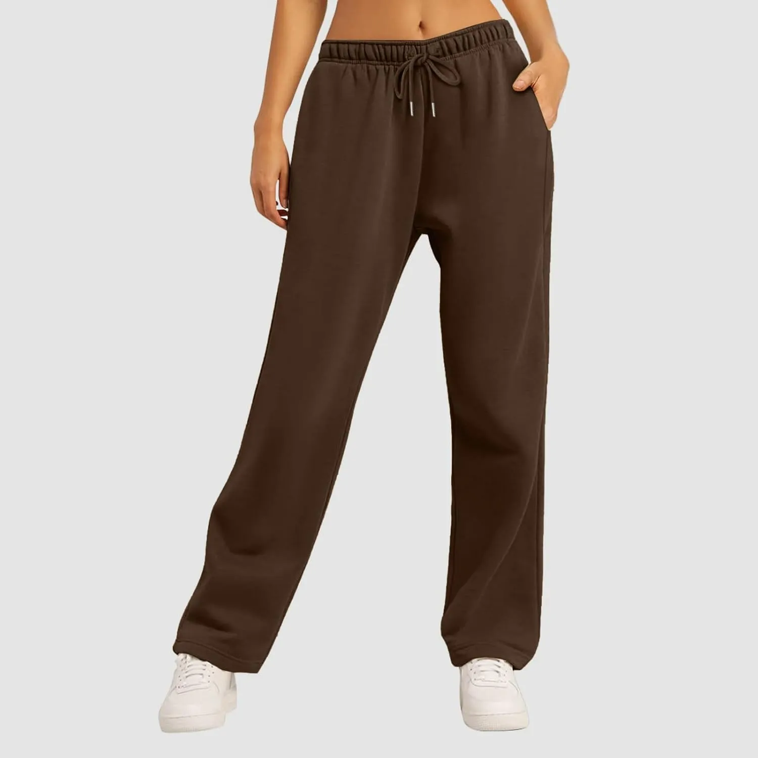 Women's Wide Leg Sweatpants Cozy Fleece Casual Jogger Pants Straight Leg Baggy Elastic High Waisted Yoga Pants