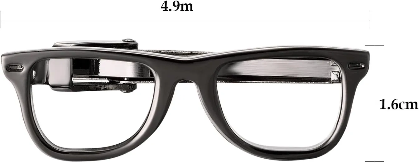 Yoursfs Glasses Moutache Tie Clip Set For Men Gold/Silver/Black Tie Bar Clips for Men Personaized Slim Tie Pins