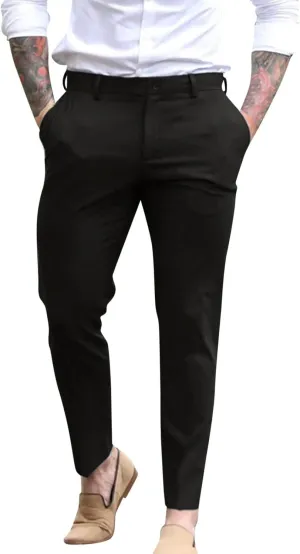 ZYXTIM Men's Classic Fit Flat-Front Work Dress Pant Expandable Waist Slim Fit Open Bottom Chino Pants Slacks with Pockets